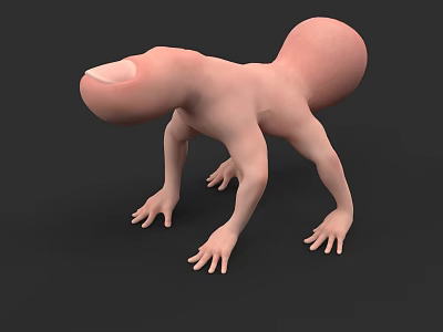 Pink Reptile 3D Model With Smooth Skin And Four Limbs On Black Background 3d model