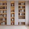 Modern Cream Style Bookcase Decorative Cabinet Ornaments Combination Cream Bookcase 3d model