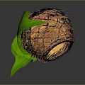 Woven Spherical Decorative Furniture With Green Leaves Yellow Interior And Dark Base