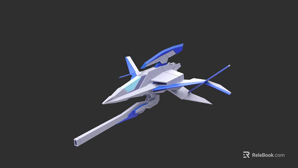 Futuristic Blue And White Aircraft 3D Model With Sleek Aerodynamic Design 3d model 