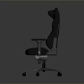 Black Gaming Armchair With Adjustable Backrest Armrests And Wheeled Base Modern Style