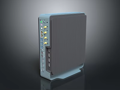 Sleek Gray Mini Desktop PC With Multiple USB HDMI Ports And Cooling Casing Design 3d model