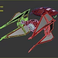 Red Sci Fi Aerospace Spaceship With Aerodynamic Wings And Metallic Structure