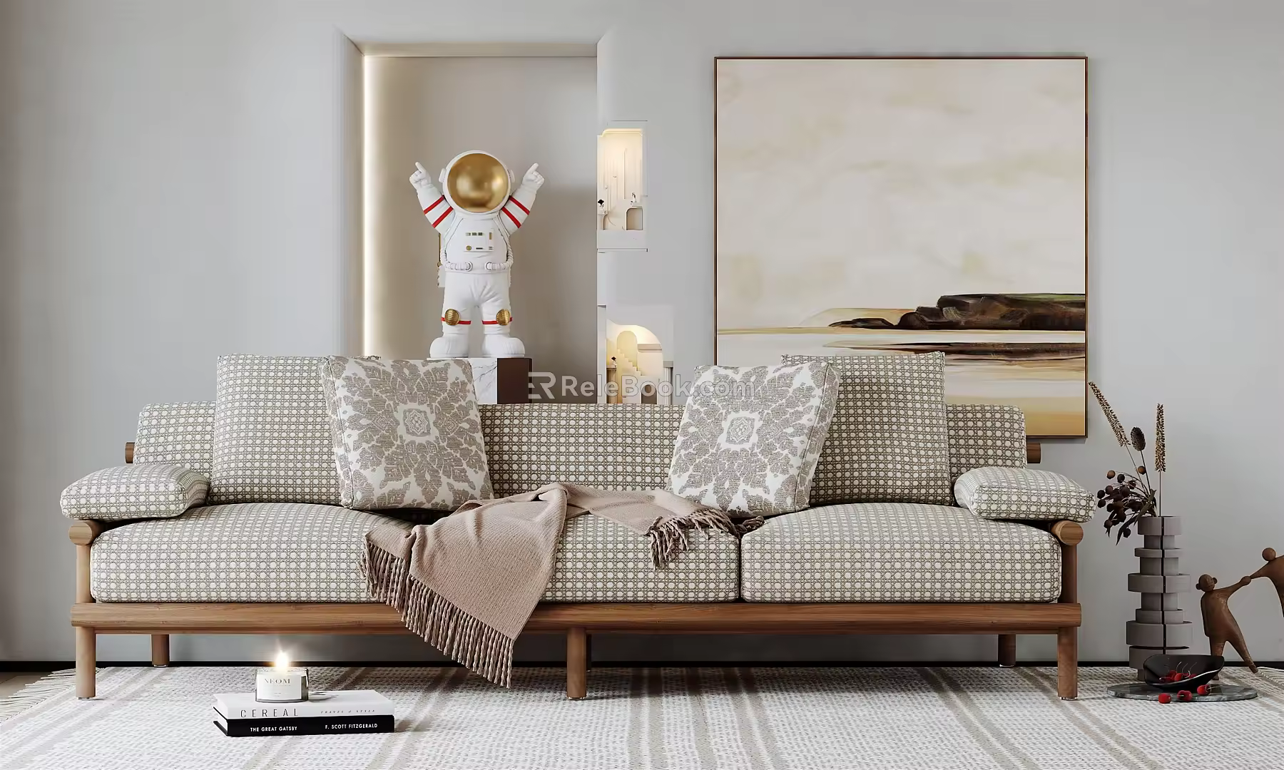 Modern three-seat sofa multiplayer sofa 3d model