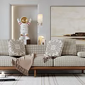 Modern three-seat sofa multiplayer sofa 3d model