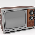 Vintage Retro Television Set With Wooden Case Analog Control Knobs Gray Screen Classic Design 3d model
