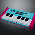 Stylish Electronic Keyboard with Turquoise and Pink Design Black White Keys and Control Panel