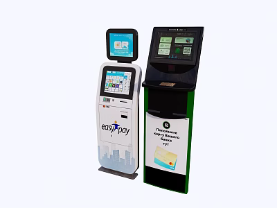 Public Facility Self Service Kiosks With easyPay White Black Green Design And Touch Screen Interface 3d model