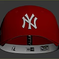 Stylish Red Baseball Cap With White NY Logo And Yellow Label On Brim