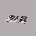 Modern Square Rug With Blue White Gray Striped Abstract Patterns In Bright Interior