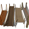 Various Wooden Rope Bridge Designs With Rope Railings And Wooden Planks