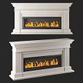 Modern White Fireplace Design With Realistic Flames And Decorative Mantel