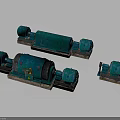Teal Colored Industrial Equipment Three Units Featuring Bases and Motors