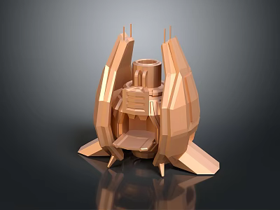 Futuristic Sci Fi Weapon 3D Model With Copper Metallic Finish And Armored Wing Like Structure 3d model