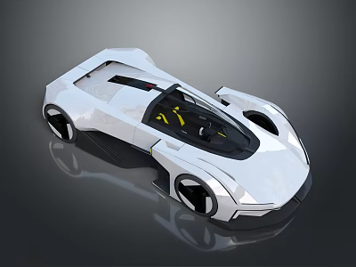 Futuristic White Sports Car With Sleek Design Transparent Roof And Black Wheels 3d model