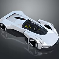 Futuristic White Sports Car With Sleek Design Transparent Roof And Black Wheels