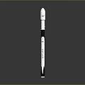 White Rocket Featuring Black Sections Conical Top And Engines At Base On Gray Background 3d model