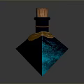 Daily Life Decorative Bottle With Blue Starry Glowing Design Wooden Cap And Orange Mate Label
