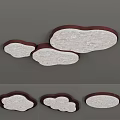Cloud Shaped Lighting Combination With Brown Frame And Cream Textured Panels 3d model