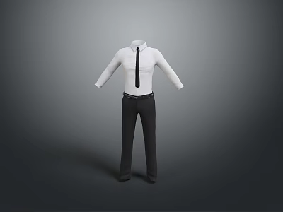 Men's Formal Clothing White Shirt Black Tie Trousers Belt And Shoes 3d model