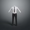 Men's Formal Clothing White Shirt Black Tie Trousers Belt And Shoes