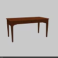 Classic Wooden Desk With Brown Rectangular Top And Simple Storage Drawers Design 3d model