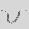 Coiled Spring Cable With Two End Connectors Flexible Durable On Gray Background 3d model