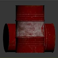 Red Oil Drums With Logo One Upright And One Tilted On Dark Background 3d model