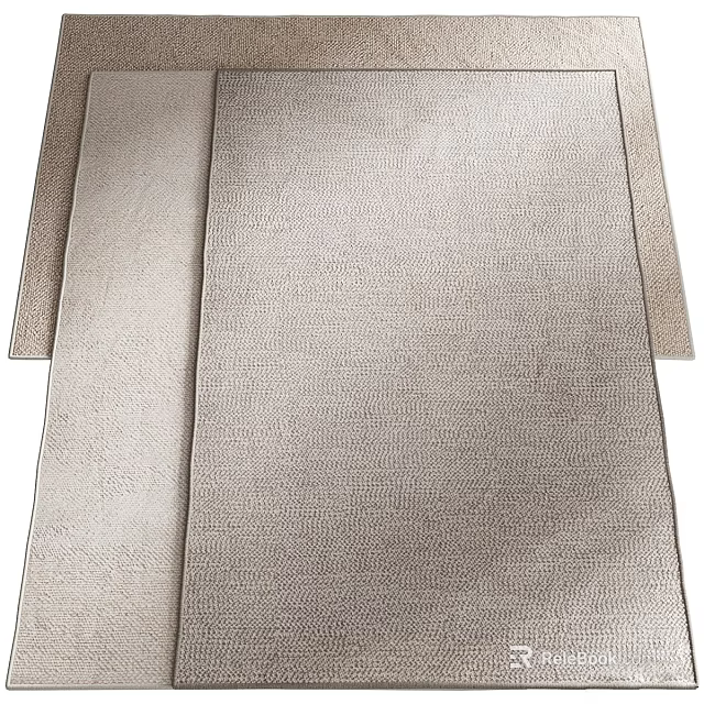 Elegant Modern Square Rug With Soft Woven Texture And Neutral Tone For Home Decor 3d model 