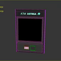ATM ASTREA Machine Design With Purple Accent Frame Black Screen And Gray Body