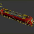 Red Electric Locomotive with Gray Top Windows and Smooth Reflection on Gray Background