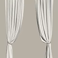 Soft Beige Linen Curtains Draped With Tiebacks In Light Colored Room 3d model