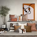 Warm Tones Throw Pillows With Geometric Striped Patterns In Living Room Decor