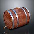Traditional Wooden Barrel With Shiny Metal Hoops And Brass Tap Design