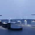 Modern Glass Display Shelves With Various Shapes And LED Lighting For Retail Products