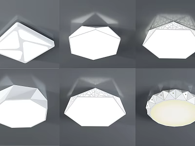 Geometric Modern Ceiling Lighting Fixtures With Different Polygon Shapes And White Decorative Design 3d model