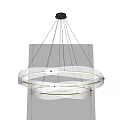 Modern White Chandelier Featuring Circular Rings And LED Lighting Design 3d model