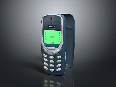 Classic Nokia Mobile Phone With Green Screen And Numeric Keypad Design 3d model