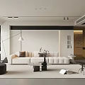 Modern Living Dining Room Interior Design With White Sofa Black Coffee Table And Floor Lamp