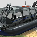 Camouflage Painted Yacht With Black Hull Orange Lifebuoy And Propeller Thruster