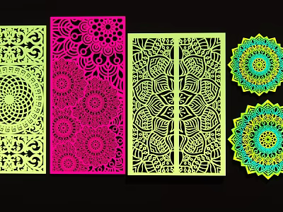 Vibrant Decorative Wall Hangings With Intricate Floral And Geometric Patterns For Home Decor 3d model