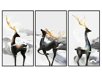 Modern Animal Painting Animal Decorative Painting Hanging Painting Performance 3d model