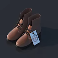 Stylish Brown Ankle Boots With Lace Up Design And Black Soles Featuring Attached Tag