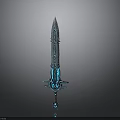 Fantasy Blue Sword With Intricate Design And Glowing Decorative Hilt