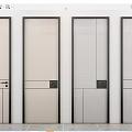 Modern Sleek Interior Swing Doors With Black Frames And Minimalist Panel Designs 3d model