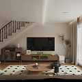 Cozy Modern Living And Dining Room With Natural Wood Furniture And Large Window Sheer Curtains