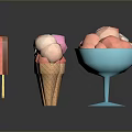 Colorful Ice Cream Cones And Bowls With Various Flavors And Vibrant Arrangement