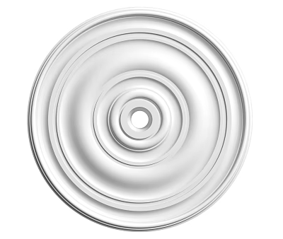 Modern White Circular Ceiling Rose With Concentric Circles Minimalist Home Interior Design 3d model