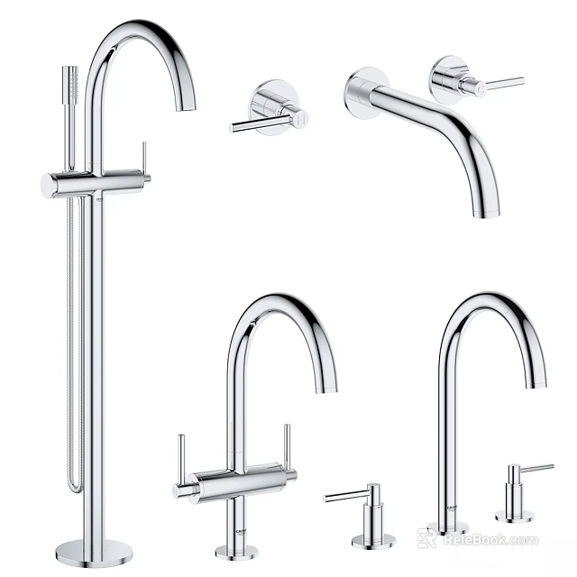 Various Modern Chrome Faucet Designs With Sleek Style For Home Kitchen And Bathroom 3d model 