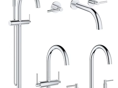 Various Modern Chrome Faucet Designs With Sleek Style For Home Kitchen And Bathroom 3d model